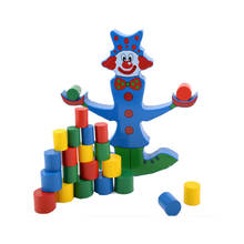 Modelo do bebê kit de construção palhaço equilíbrio jogo de madeira brinquedo criativo blocos de construção iluminação brinquedos educativos das crianças 2024 - compre barato