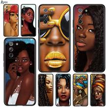 Arte colorida menina africana para samsung galaxy s21 ultra plus nota 20 10 9 8 s10 s9 s8 s7 s6 edge mais preto caso de telefone 2024 - compre barato