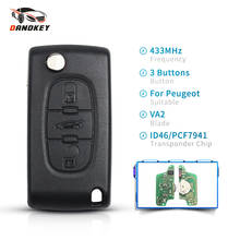 Dandkey 433Mhz ID46 ASK Flip Car Key For Peugeot 207 307 407 208 308 408 607 Partner CE0523 Remote Key Fob 3 Buttons VA2 Blade 2024 - buy cheap