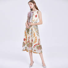 SMTHMA-vestido de pasarela Vintage para mujer, vestido de malla con cuello redondo y flores bordadas, moda de verano, 2021 2024 - compra barato