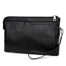 2019 new men's high quality PU clutch bag business casual large capacity wallet IPD solid color soft leather tablet bag 2024 - buy cheap