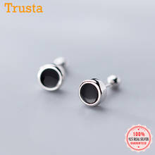 Trustdavis Real 925 Sterling Silver Fashion Black Glaze Round Screw Stud Earrings For Women Mini Minimalist Fine Jewelry DA1924 2024 - buy cheap