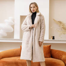 Abrigo de piel de conejo de imitación para mujer, abrigo largo de lujo, grueso, cálido, talla grande, novedad, Invierno 2024 - compra barato