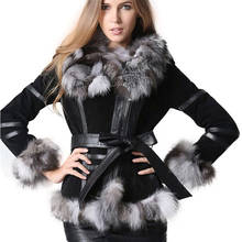 Winter Women's Real Fur Coats Moto & Biker Genuine Leather Coat Fox Fur Collar Plus Size Natural Fur Jackets Women Clothes 2018 2024 - buy cheap