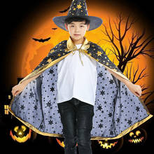 1pc Halloween Costume Satin Bronzing Cape with Hat for Kids Boys Wizard and Girls Witch Cosplay Halloween Party 2024 - buy cheap