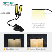 Luz LED brillante con interruptor de encendido/apagado, Flexible, USB, Clip-ON, 2 luces LED COB, para lectura, estudio, escritorio, lámpara de mesa, recargable 2024 - compra barato