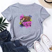 Timmy tim camiseta feminina gráfica engraçada, de verão, moderna, manga curta, gola redonda, camiseta feminina de algodão, solta, casual 2024 - compre barato