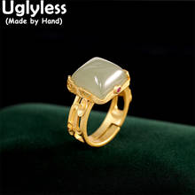 Anéis de jade natural sem glíter com coroa em dedos, anéis femininos de ouro real 925, joias com pedras preciosas simples e da moda 2024 - compre barato