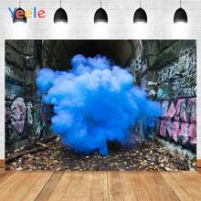 Yeele-pared de piedra con grafiti, Fondo de hojas sucias de humo azul, fotografía de bebé, estudio fotográfico para decoración, tamaño personalizado 2024 - compra barato