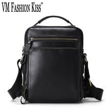 Vm fashion kiss bag masculina de ombro único, bolsa de couro genuíno com mais funções, bolsa crossbody masculina de couro de vaca, bolsa de mão com camada superior 2024 - compre barato