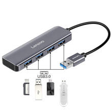 Lenovo-Adaptador de concentrador USB 3,0, divisor de 4 puertos de aluminio para PC, portátil, Notebook, Macbook, accesorios expansores de periféricos 2024 - compra barato