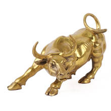 Украшение в виде быков из золотой латуни, украшение в виде быков, статуя быка, фэн-шуй, украшение для дома и офиса 2024 - купить недорого