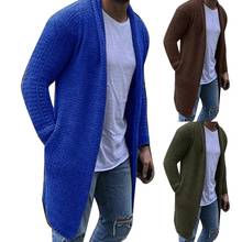 Autumn Winter Men's Long Sweatercoat Solid Color Long Sleeve Hooded Sweater Outerwear Casual Sweater Cardigan Men's clothes 2024 - buy cheap