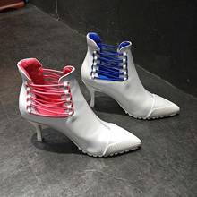 Sapatos femininos de salto alto 8cm, nova versão coreana, cor doce, sapatos de bico fino, bota feminina, 2019 2024 - compre barato