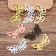 50 Pcs 38*23 mm Metal Copper 7 Colors Filigree Wrap Butterfly Charms Headwear Hair Accessories DIY Jewelry Making 2024 - buy cheap