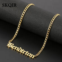 SKQIR Customized Old English Font Name Pendant Necklace Personalized Custom 10 Font Family Arabic Name Charm Chain Necklace Gift 2024 - buy cheap