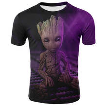 Camiseta filme groot, guardiões da galáxia, camiseta estilo novo, estampa 3d masculina/feminina, camiseta de desenhos animados, crianças groot 2024 - compre barato