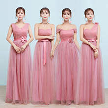 Vestidos de dama de honor rosa, largo, para dama de honor, largo hasta el piso, 118 2024 - compra barato