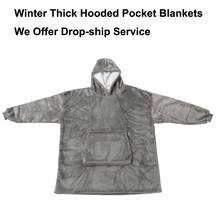 Winter Outdoor Hooded Pocket Blankets Warm Soft Hoodie Slant Robe Bathrobe Sweatshirt Pullover TV Fleece Blanket With Sleeves 2024 - buy cheap