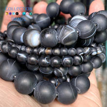 Natural Dull Polished Black Stripe Agates Stone Spacer Loose Round Beads For Jewelry Making 4-12 mm Diy Bracelets Accessories 2024 - buy cheap