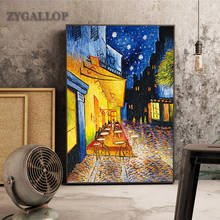 Impresión en lienzo de pintura al óleo de Van Gogh, famoso Café, terraza por la noche, póster e impresiones en lienzo, imágenes artísticas de pared para sala de estar 2024 - compra barato