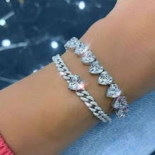 SLJELY Fashion Solid 925 Sterling Silver Love Heart Link Chain Bracelet Micro AAA Zircon Women Fashion Fine Brand Party Jewelry 2024 - buy cheap