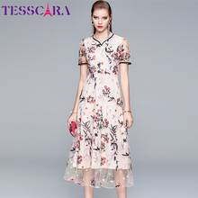 TESSCARA женское роскошное Сетчатое платье с вышивкой, высококачественное Длинное Элегантное свадебное праздничное платье женское винтажное дизайнерское платье 2024 - купить недорого