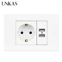 UNKAS-enchufe USB de pared con conexión a tierra, 16A, estándar de la UE con puerto de cargador de doble toma USB de 1000mA para móvil de 118mm x 80mm 2024 - compra barato