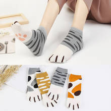 Calcetines tobilleros de algodón con dibujos animados para mujer, medias tobilleras con garras de gatito, Kawaii, para primavera y verano 2024 - compra barato