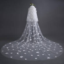 2T 3D Цветы свадебная вуаль Длина покрытие лицо Тюль Фата невесты Свадебные аксессуары 2024 - купить недорого