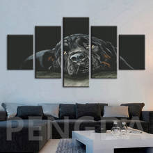 Home Decor Canvas Prints Pictures Modern Black Rottweiler Dog Painting Living Room Animals Poster Background Wall Art Framed 2024 - buy cheap