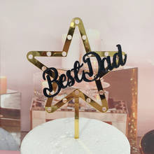 Adorno de acrílico para tarta, decoración para tarta de feliz cumpleaños, papá, Día del Padre, dorado, para fiesta de cumpleaños 2024 - compra barato