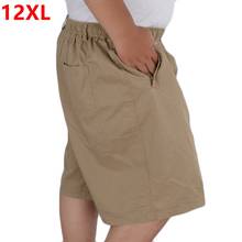 Men's summer plus size cotton shorts pocket with zipper knee length big yards casual shor high waist oversize 10XL 11XL 12XL 2024 - buy cheap
