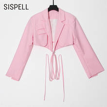 Женский укороченный Блейзер SISPELL, повседневный пиджак лоскутного покроя с отложным воротником и длинным рукавом, уличная одежда 2024 - купить недорого