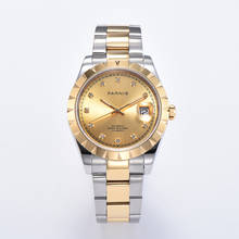 Parnis relógio mecânico masculino 39mm, mostrador dourado e automático de vidro de safira miyota, relógios automáticos com movimento 8215, pa140 2024 - compre barato