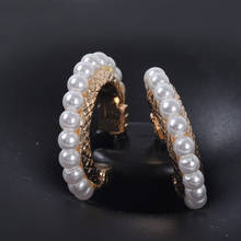 Pendientes sencillos de medio círculo para mujer, joyería con estilo ZA, aretes coreanos pequeños de imitación, Pendientes colgantes de perlas 2019 2024 - compra barato