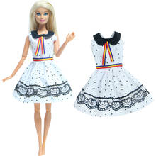 Handmade 1 Set White Sleeveless Polka Dots Dress Cute Mini Short Gown Casual Wear Clothes for Barbie Doll Accessories Kids Toy 2024 - buy cheap