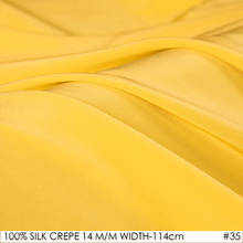 SILK CREPE DE CHINE 114cm width 14momme/100% Pure Mulberry Silk Fabric/Batik Painting and Wedding Dress Fabric Yellow NO35 2024 - buy cheap