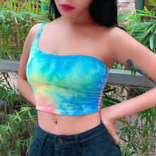 Women Colorful Tank Top Vest Bandage One shoulder Crop Top Vest Sexy Womens clothing vetement femme 2019 2024 - buy cheap