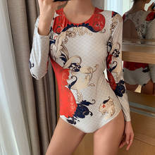 Whole Woman Swimwear Swimsuits Women Long Sleeve Bathing Suit New Korea 2020 Sexy Paisley Polyester Swimsuit With Sleeves 2024 - buy cheap