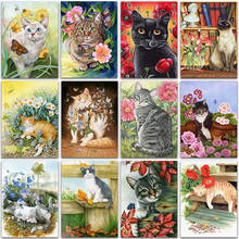 5D Diy Diamond Painting Cartoon Cat Kit Full Square/Round Diamond Embroidery Flowers Cross Stitch Rhinestone Mosaic Home Decor 2024 - buy cheap