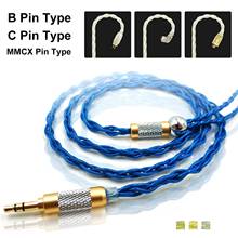 Jcly-Cable de auriculares trenzado chapado en oro, resistente al desgaste, con Pin B/C/MMCX 2024 - compra barato