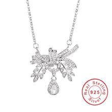 Luxury 925 Sterling silver Leaves Necklace & Pendant white topaz Stone Engagement Wedding Necklaces for Women Party Jewelry 2024 - buy cheap