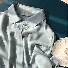 Camisa feminina 2020 primavera/verão nova camisa feminina lapela camisa de seda macio cera areia lavagem camisa 2024 - compre barato