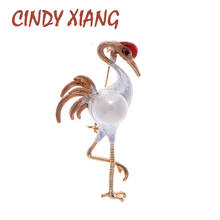 Женская эмалированная брошь CINDY XIANG, в наличии 2 цвета, с красным венцом, брошь с дизайном «журавль», дизайнерские птицы, высокое качество, новинка 2020 2024 - купить недорого
