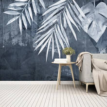 Фотообои на заказ Современные Ретро листья цементные стены креативная спальня гостиная диван ТВ фон настенные художественные обои фрески 3D 2024 - купить недорого