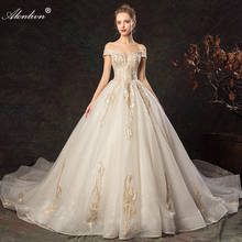 Alonlivn Charming Tiered Voile Off The Shoulder Embroidery Ball Gown Chapel Train Bride Dresses Lace Up Wedding Gowns 2024 - buy cheap