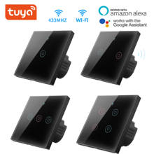 Tuya WiFi Smart Light Glass Panel Switch, Without Neutral Wire Touch Sensor Smart Wall Switch Voice Work with Alexa Google Home 2024 - buy cheap