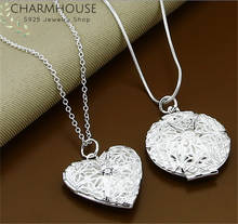 Charmhouse-juegos de joyas de plata 925 para mujer, 2 uds., medallón con corazón, colgante y collares, cadenas, conjunto de joyería para disfraz, regalos de fiesta 2024 - compra barato