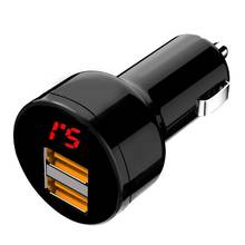 Carregador de cigarro usb 3.1a, voltímetro digital de led, adaptador de energia para celular, tablet, gps, 12v/24v 2024 - compre barato